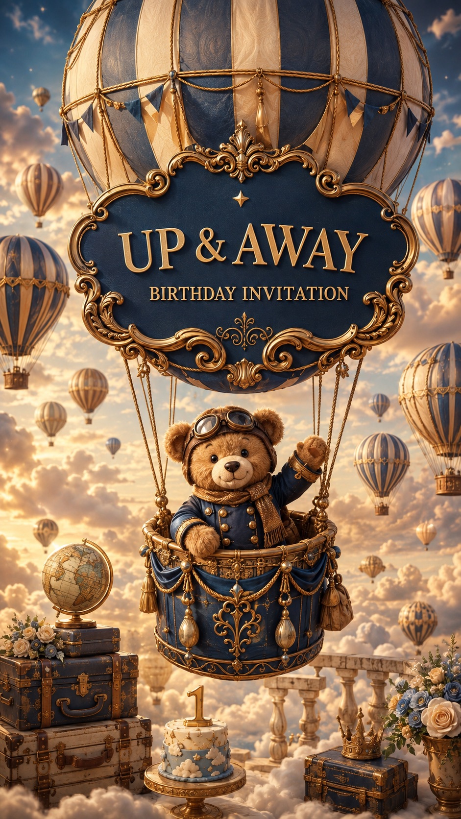 Hot Air Balloon Theme 🛩️ invitation preview