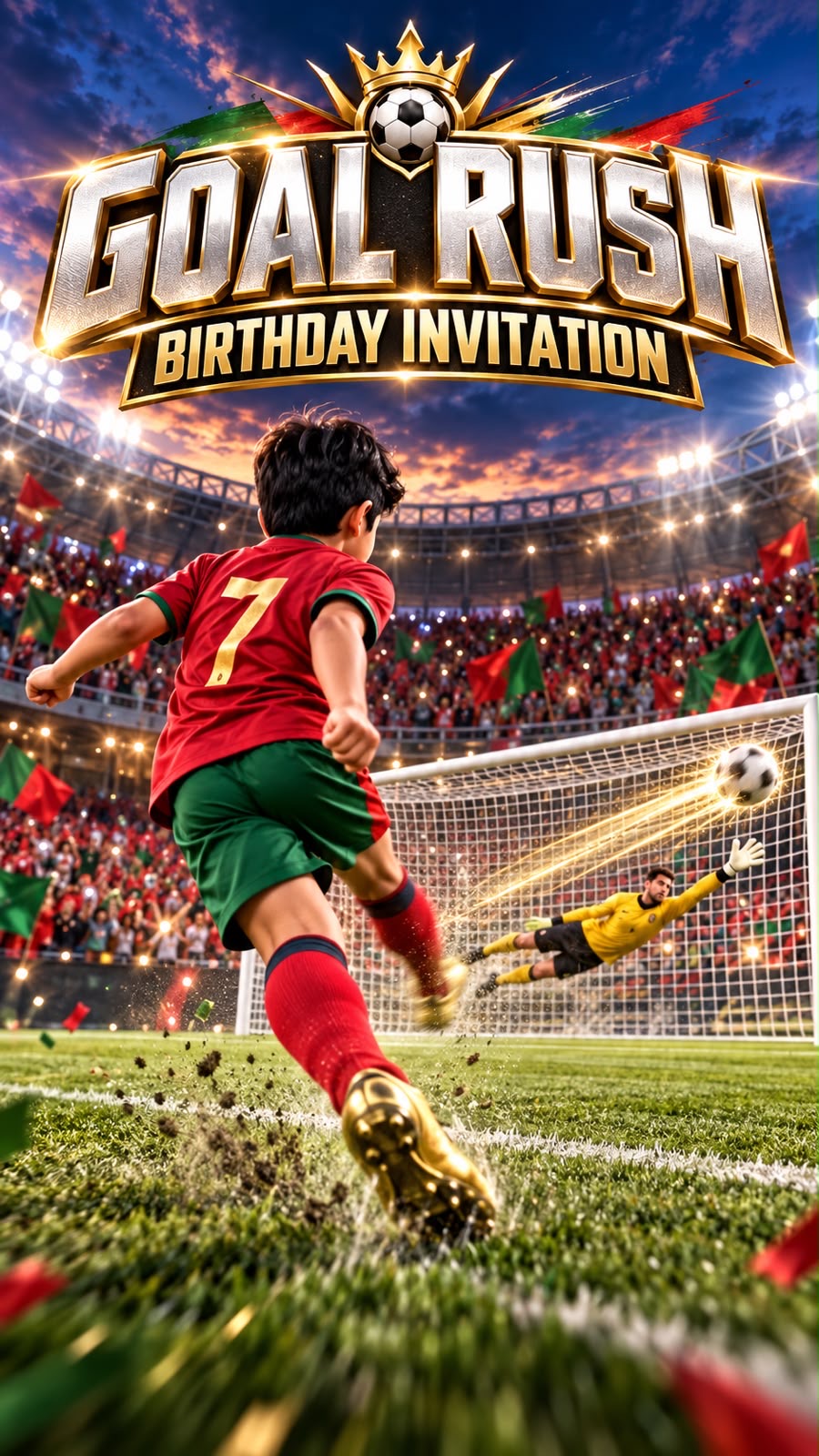 Goal Rush Birthday Invite invitation preview