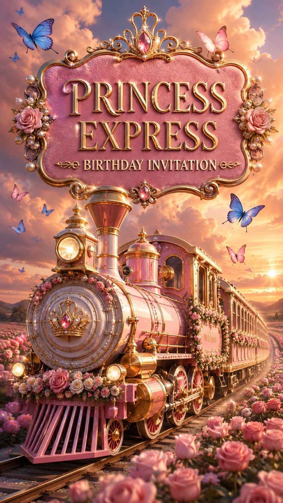 Princess Butterfly Express invitation preview