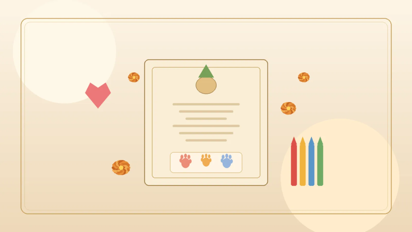 Illustrated Indian wedding card with small colourful children's handprints, crayons and marigolds