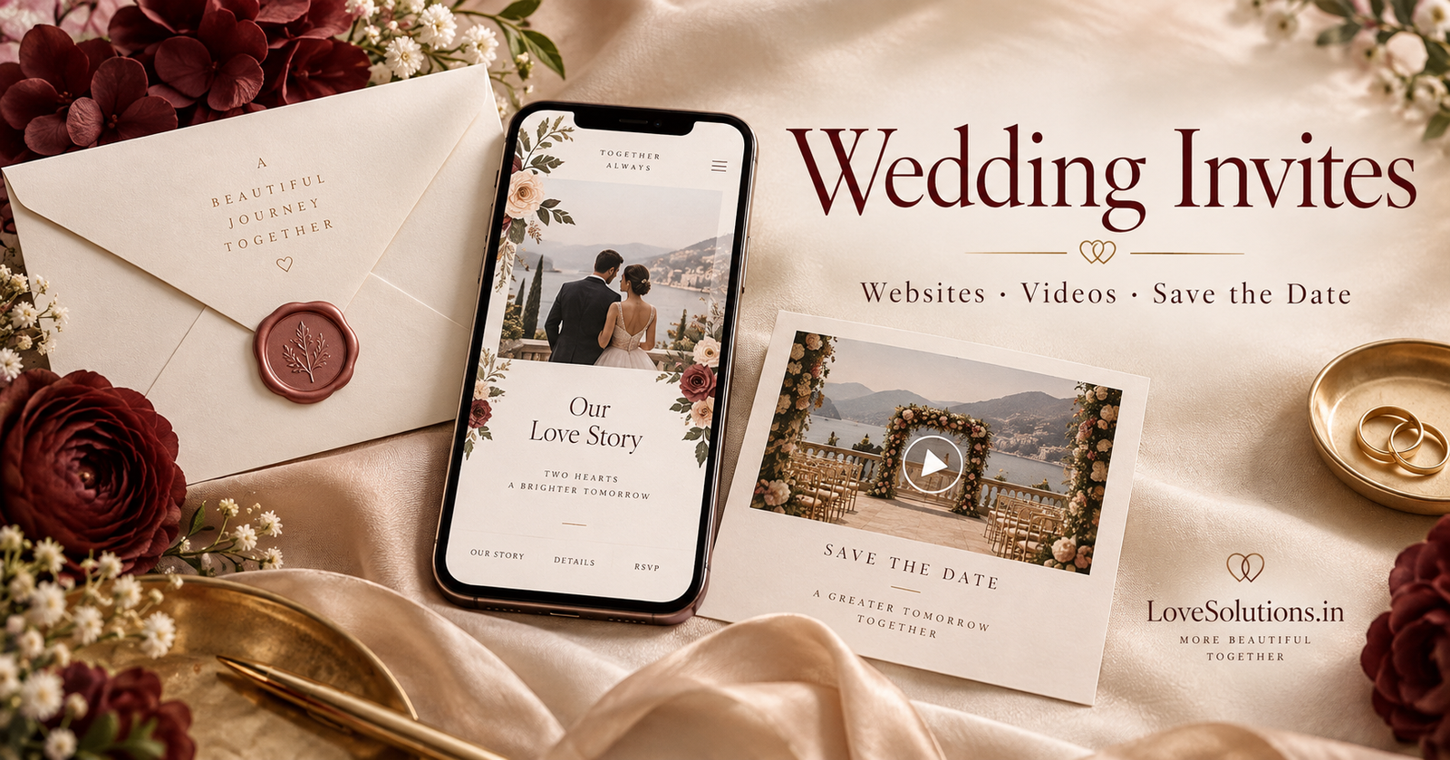 Elegant wedding stationery, website and video invitations